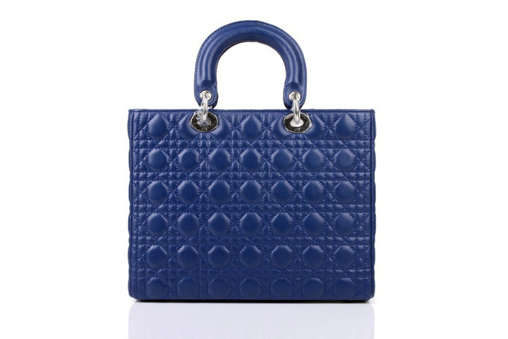 replica jumbo lady dior lambskin leather bag 6322 royablue with silver hardware